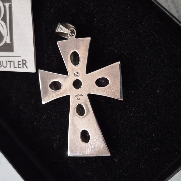 Nicky Butler Silver Cross Necklace Pendant with Purple and Blue Accents - Picture 3 of 5